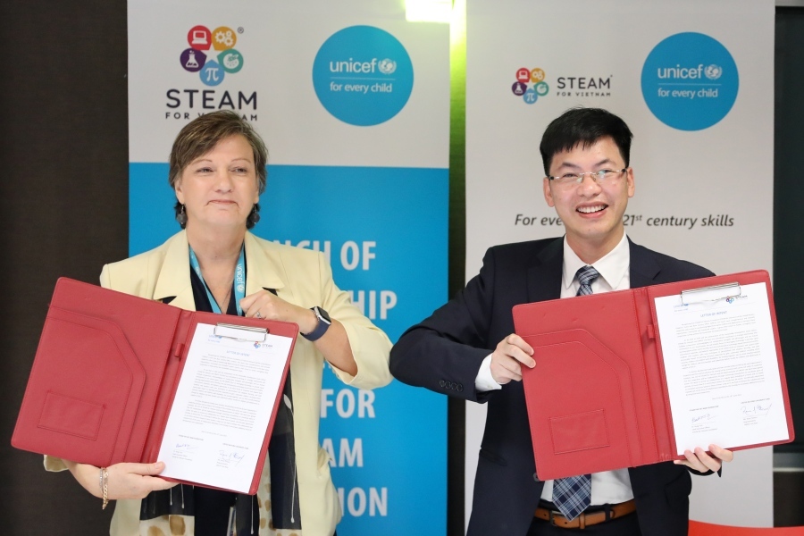 Ký kết chương trình hợp tác giữa UNICEF Việt Nam và Tổ chức STEAM for Vietnam Foundation